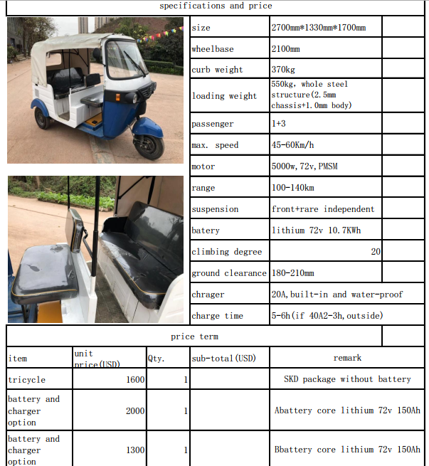 45-60Km/h Electric Tricycle Car Passenger Tricycle 0