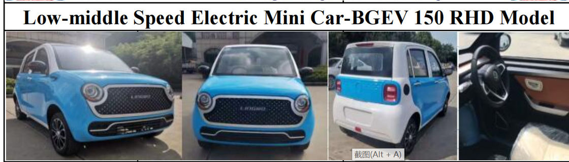 150km Low Middle 60km/H Electric Mini Car BGEV 150 RHD Model